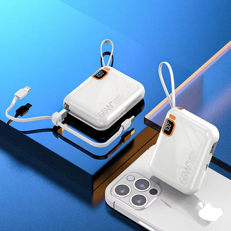 iLead 10000mAh 66W Fast Charge Power Bank with Built-in Cable, White - Image 2