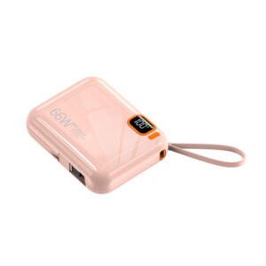 iLead 10000mAh 66W Fast Charge Power Bank with Built-in Cable, Pink