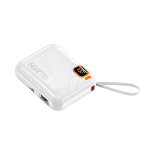 iLead 10000mAh 66W Fast Charge Power Bank with Built-in Cable, White