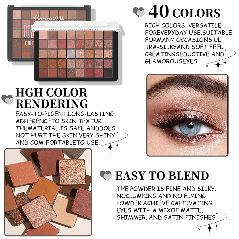 40-Color Matte & Shimmer Makeup Eyeshadow Palette - Image 6