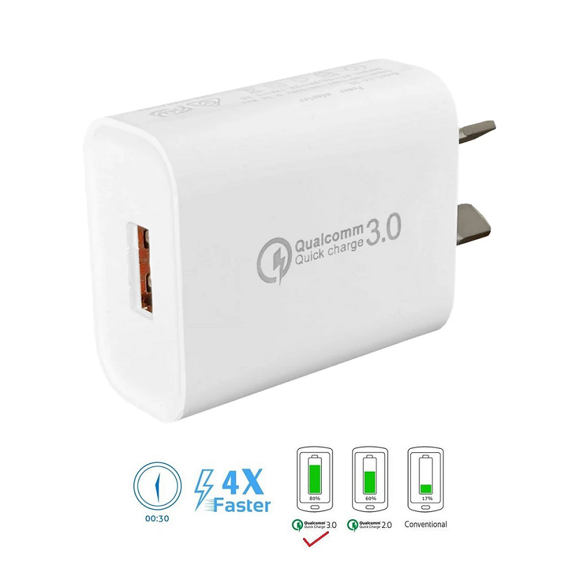 Qualcomm QC 3.0 Fast USB Wall Adapter with AU/NZ Plug for Samsung Charger, White - Image 3