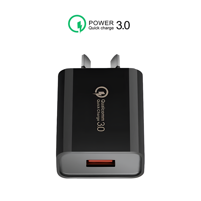 Qualcomm QC 3.0 Fast USB Wall Adapter with AU/NZ Plug for Samsung Charger, Black