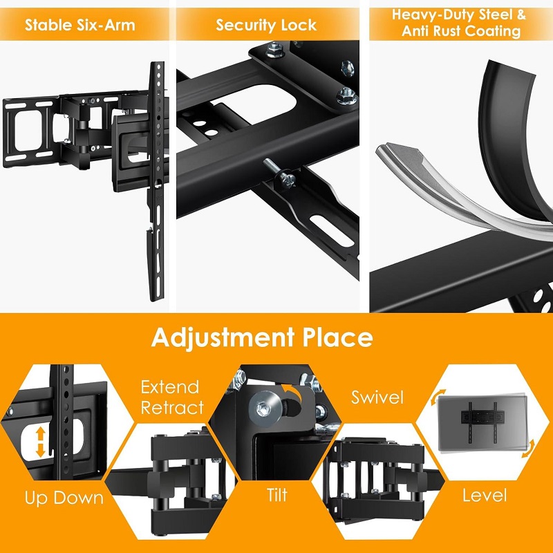 Universal TV Wall Mount Bracket 26–65", VESA Patterns 400×400mm - Image 4